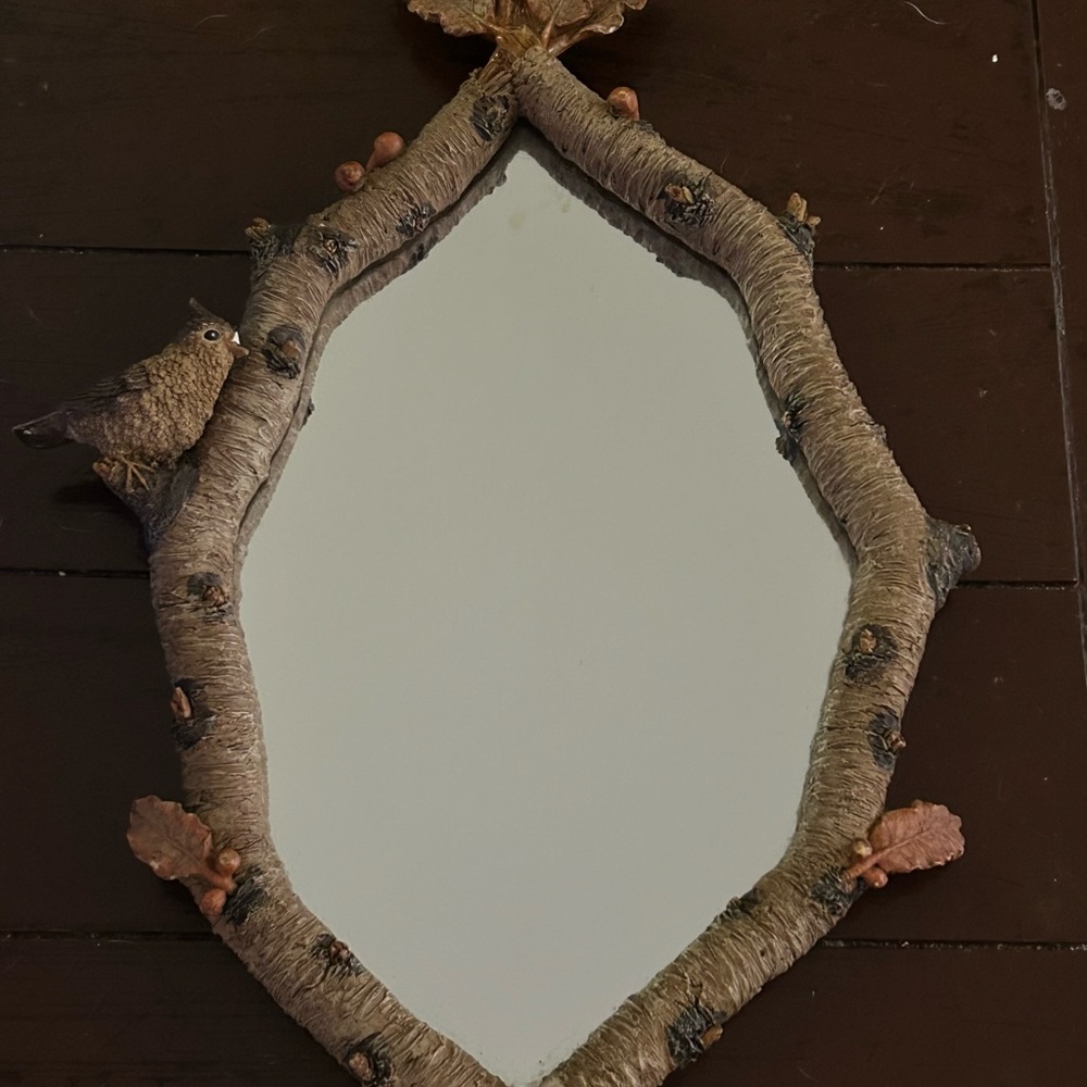 Rustic Brown Leaf and Bird Wall Mirror - Picture 4 of 6